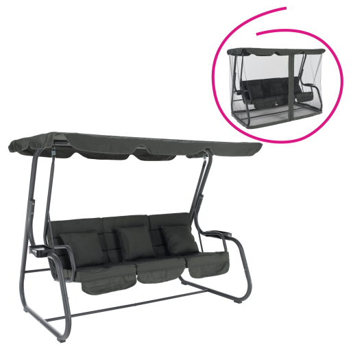 Leagan gradina 3 locuri gri Mija 219x130x168 cm