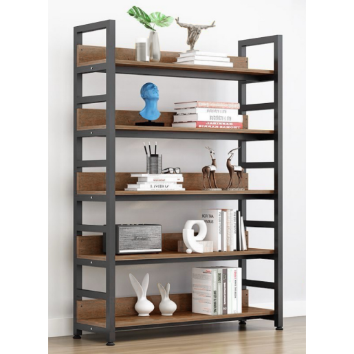 Raft pardoseala mdf metal stejar negru Janel 80x30x145.5 cm