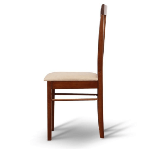 Set masa si 6 scaune maro nuc bej Oleg 135x80x74 cm