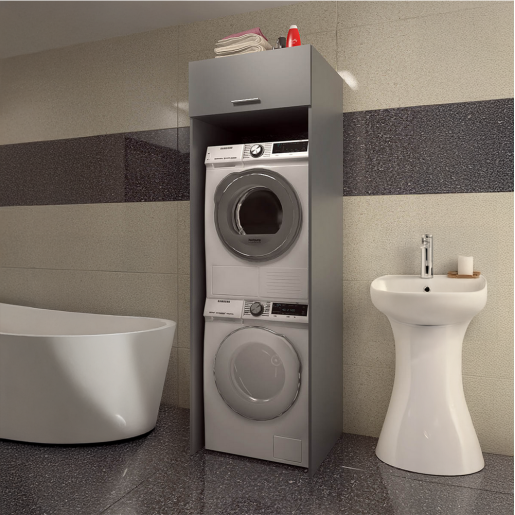 Dulap deasupra masinii de spalat si uscator DTD laminat gri grafit Jergi 67,5x67x210 cm