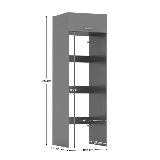 Dulap deasupra masinii de spalat si uscator DTD laminat gri grafit Jergi 67,5x67x210 cm