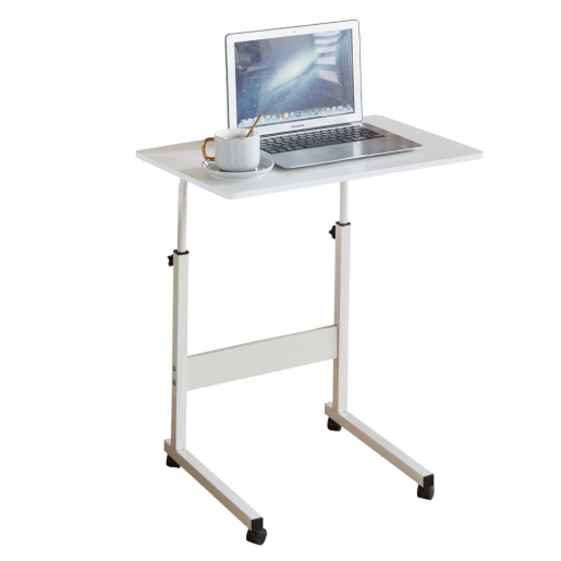 Birou inaltime reglabila cu roti alb Justus 60x40x64-86 cm
