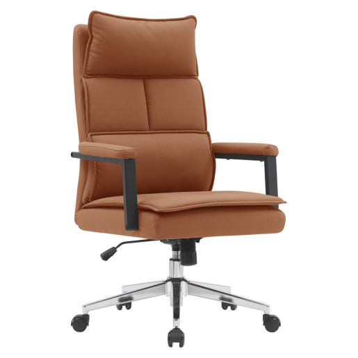 Scaun birou piele ecologica maro crom, Kahil 65x71x106-112 cm
