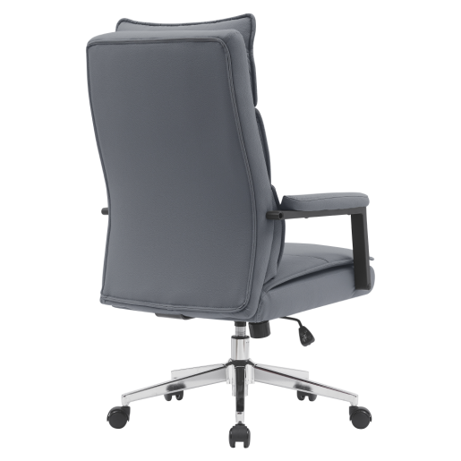 Scaun birou piele ecologica gri crom, Kahil 65x71x106-112 cm