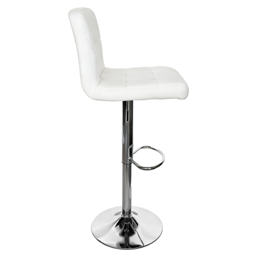 Scaun bar piele ecologica alba crom Kandy 44x44x92-113