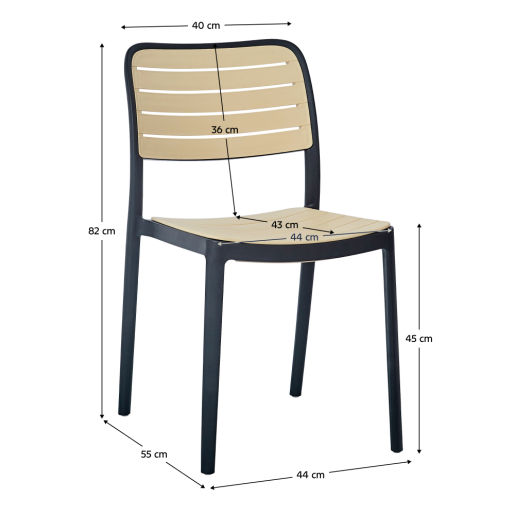 Scaun plastic negru bej Kardos 44x55x82 cm