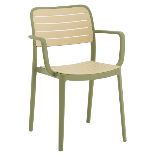 Scaun plastic verde bej Kardos 56,5x53x81 cm