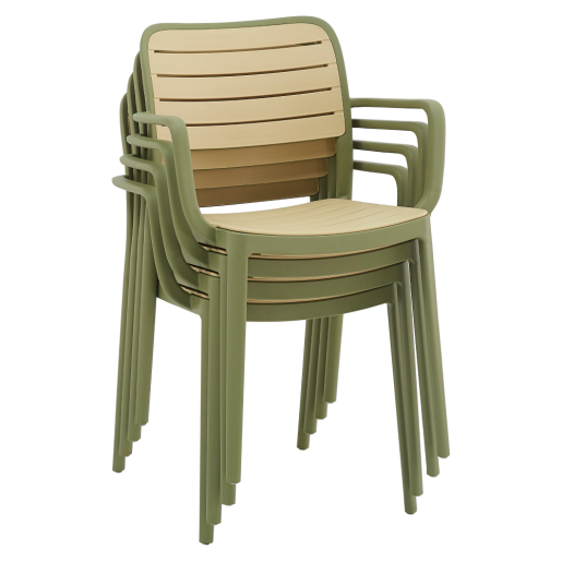 Scaun plastic verde bej Kardos 56,5x53x81 cm