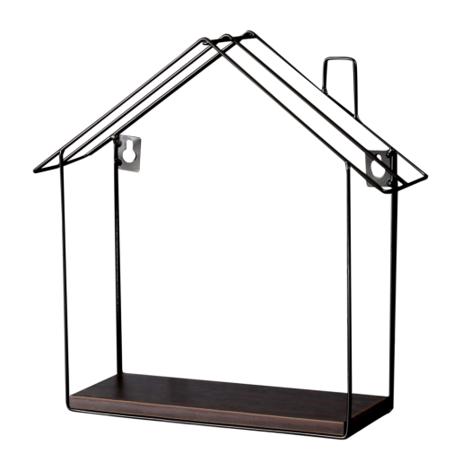 Etajera MDF nuc metal negru Kasita 28x8x28 cm