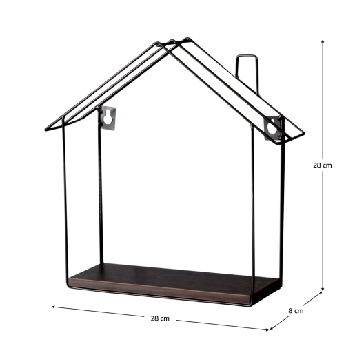 Etajera MDF nuc metal negru Kasita 28x8x28 cm