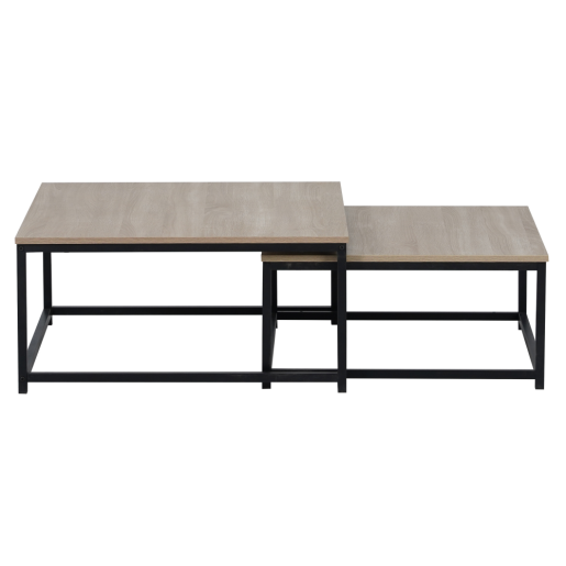 Set 2 masute cafea mdf laminat stejar sonoma metal negru Kastler 75x75x37 cm, 65x65x32 cm