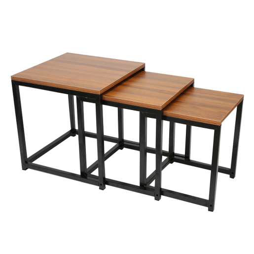 Set 3 masute de cafea nuc negru Kastler 40x40x42 cm, 36x36x39 cm, 30x30x36 cm