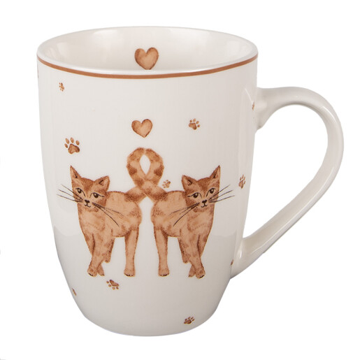 Set 6 cani portelan alb maro Pisicute 12x8x10 cm, 350 ml