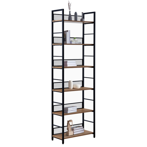 Raft metal negru DTD stejar Keler 60x28x187 cm