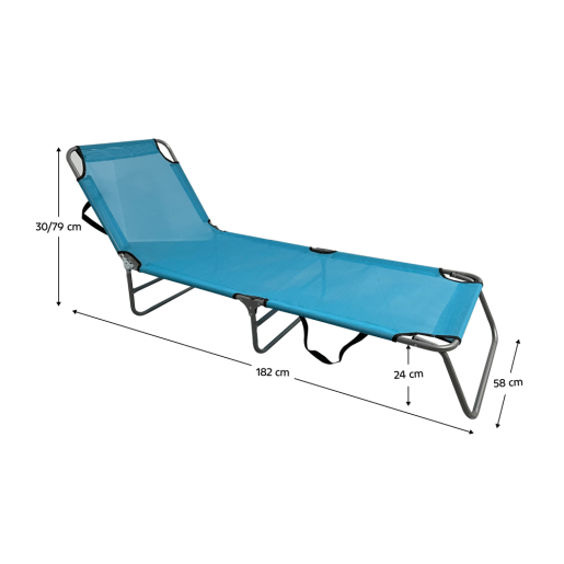 Sezlong de gradina albastru gri Keleo 58x182x30/79 cm 