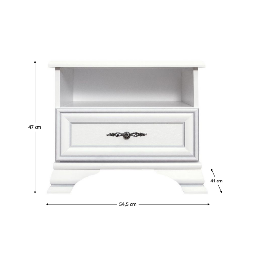 Noptiera DTD alb alpin Kentak 54,5x41x47 cm