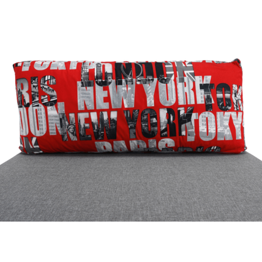 Fotoliu extensibil, tapiterie textil rosu gri, Keny, 100x87x90 cm