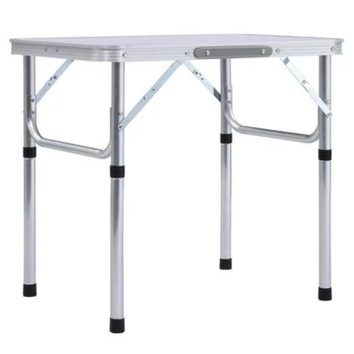 Masa camping pliabila aluminiu mdf alb Kepi 60x45x55 cm