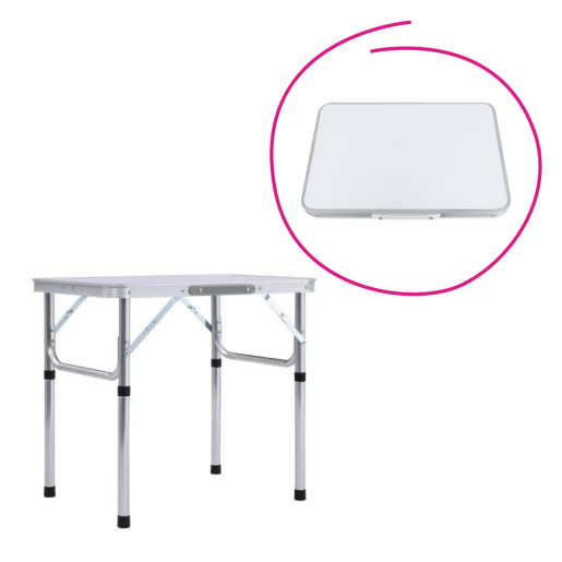 Masa camping pliabila aluminiu mdf alb Kepi 60x45x55 cm