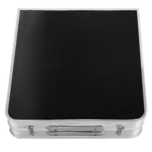 Masa camping pliabila cu spatiu depozitare aluminiu mdf textil negru Kepi 120x47x54 cm