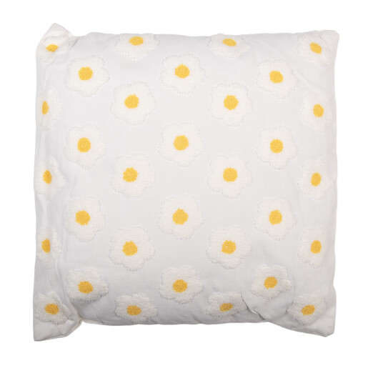 Perna decorativa Margarete poliester alb galben 45x45x4 cm