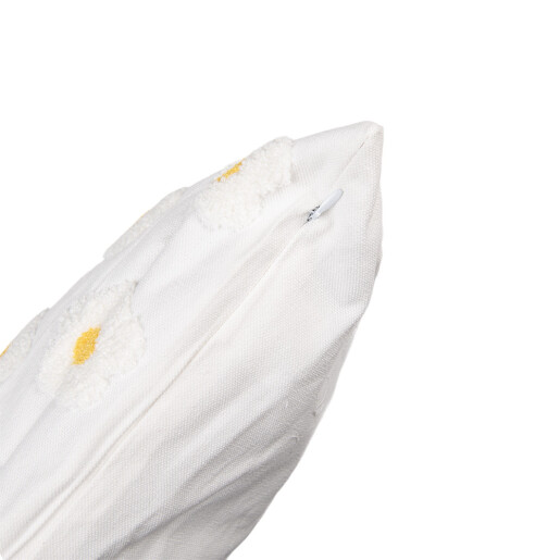 Perna decorativa Margarete poliester alb galben 45x45x4 cm