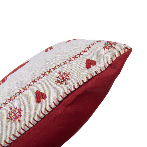 Perna Craciun poliester bej rosu 44x44x4 cm
