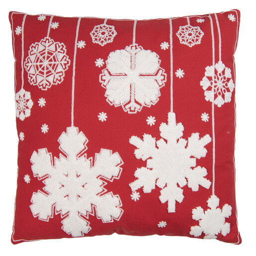 Perna Craciun Fulgi de Nea poliester rosu alb GT 45x45x5 cm