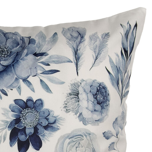Perna decorativa poliester alb albastru 45x45x4 cm