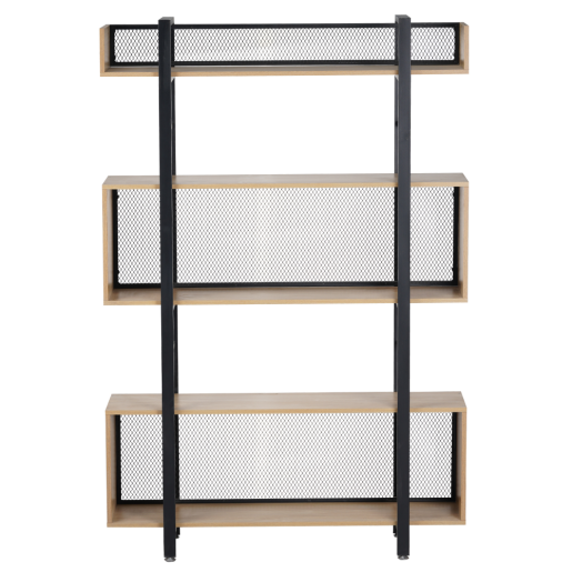 Raft pardoseala fier negru mdf laminat stejar Kilis 120x30x180 cm