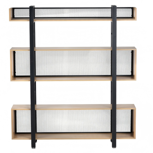 Raft pardoseala fier negru mdf laminat stejar Kilis 160x30x180 cm