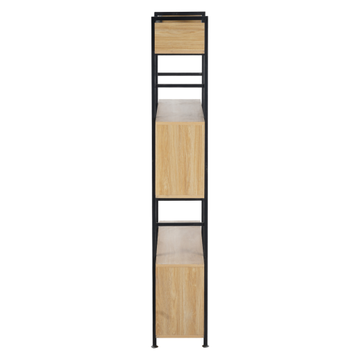 Raft pardoseala fier negru mdf laminat stejar Kilis 160x30x180 cm