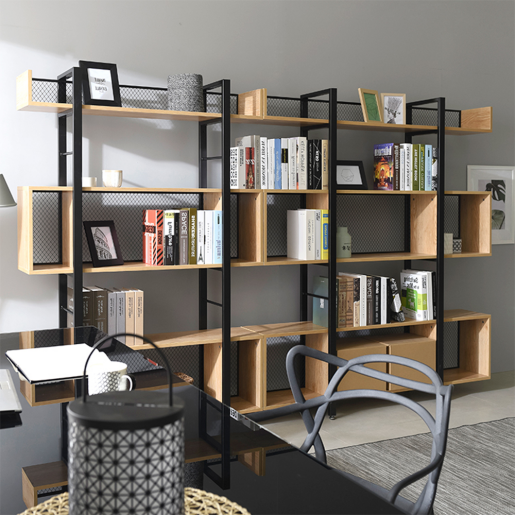 Raft pardoseala fier negru mdf laminat stejar Kilis 160x30x180 cm