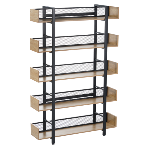 Raft pardoseala fier negru mdf laminat stejar Kilis 120x30x180 cm