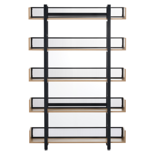 Raft pardoseala fier negru mdf laminat stejar Kilis 120x30x180 cm