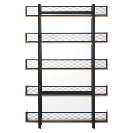 Raft pardoseala fier negru mdf laminat stejar Kilis 120x30x180 cm