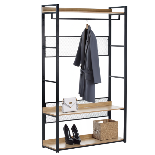 Raft pardoseala fier negru mdf laminat stejar Kilos 120x40x200 cm