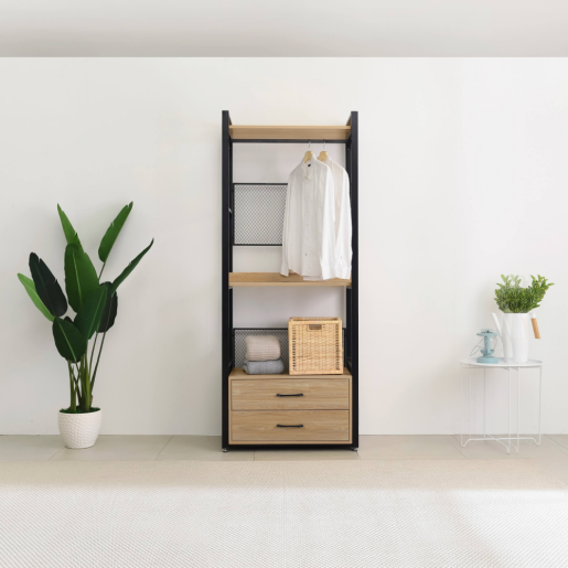 Raft pardoseala fier negru mdf laminat stejar Kilos 80x40x200 cm