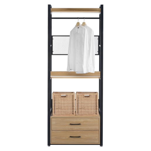 Raft pardoseala fier negru mdf laminat stejar Kilos 80x40x200 cm