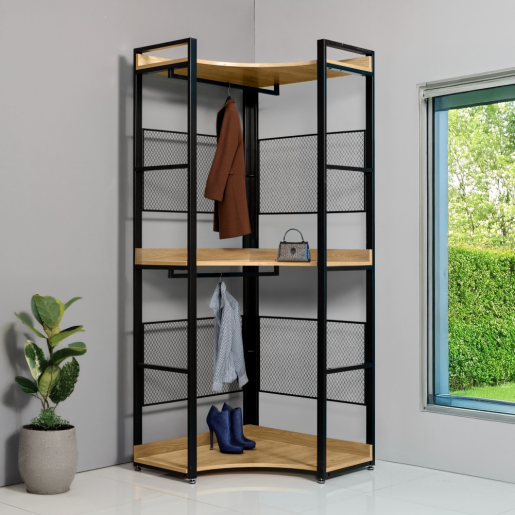 Raft pardoseala fier negru mdf laminat stejar Kilos 80x80x200 cm