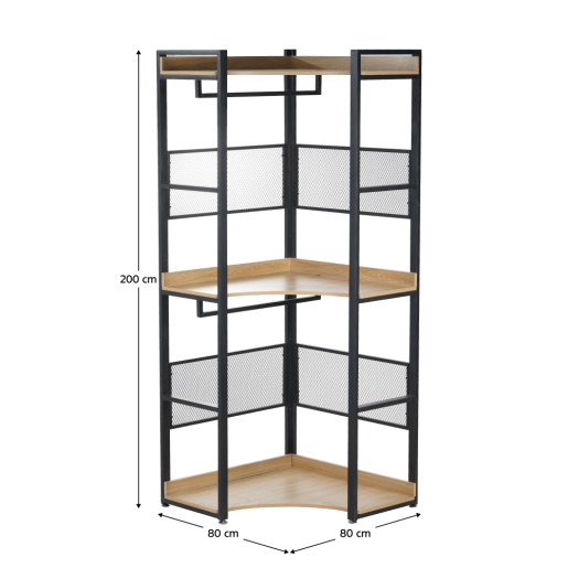 Raft pardoseala fier negru mdf laminat stejar Kilos 80x80x200 cm