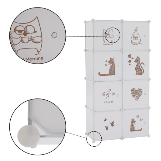 Dulap modular pentru camera copii metal plastic alb maro Kirby 75x37x147 cm