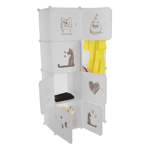 Dulap modular pentru camera copii metal plastic alb maro Kirby 75x37x147 cm