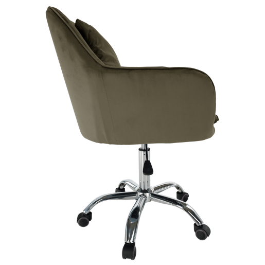 Scaun de birou catifea taupe crom Klian 59x61x87/101 cm