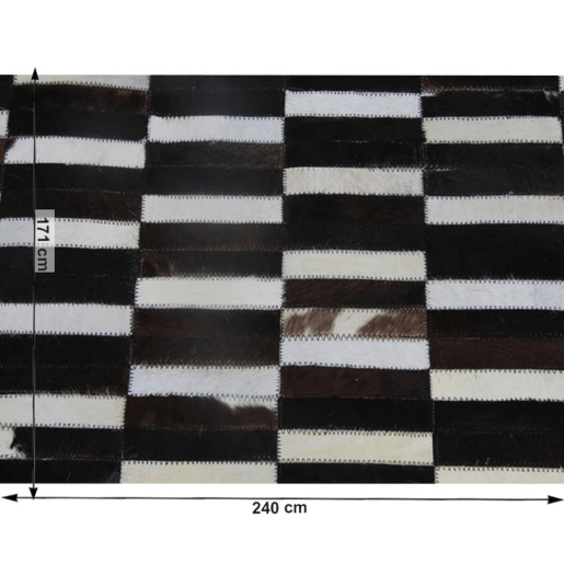 Covor de lux din piele maro negru alb patchwork 171x240 cm