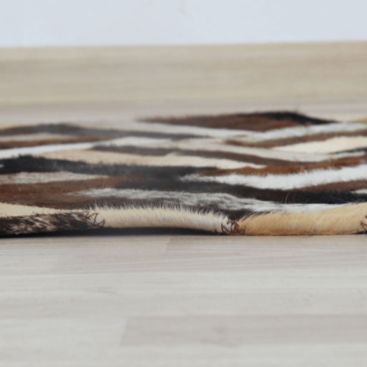 Covor de lux din piele maro negru bej patchwork 70x140 cm