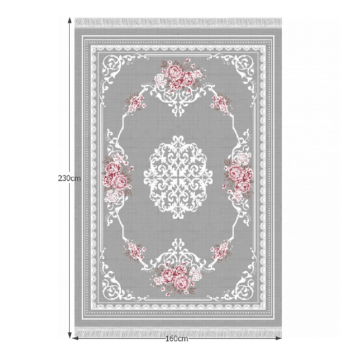Covor textil gri model cu flori Sedef 160X230 cm