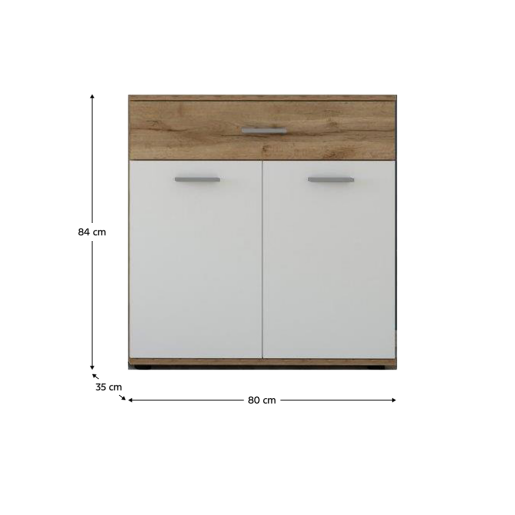 Comoda PAL stejar Wotan alb Iria 80x35x84 cm 