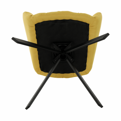 Fotoliu rotativ tapiterie textil galben picioare metal negru Komodo 67x72x97 cm