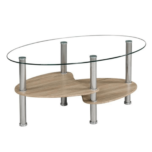 Masuta cafea sticla otel mdf stejar sonoma Panty 90x55x41 cm